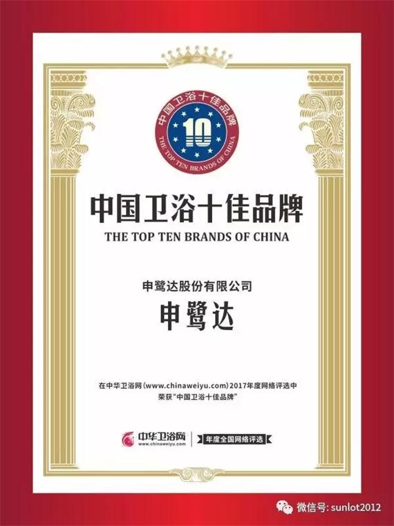 喜報！恭喜申鷺達(dá)衛(wèi)浴榮獲中國衛(wèi)浴“十佳品牌”